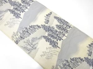 アンティーク　山並に樹木模様織り出し袋帯（材料）